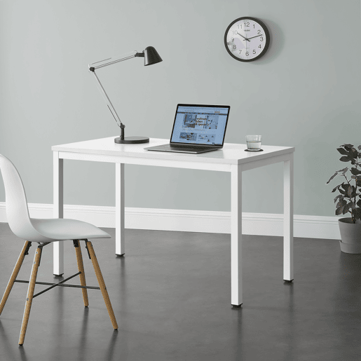 Secretária retangular Odense em açoaglomerado 75 x 120 x 60 cm - Branco en.casa.