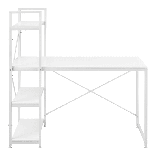Secretária Stavanger com 4 prateleiras MetalComposto 122 x 120 x 64 cm - Branco en.casa.
