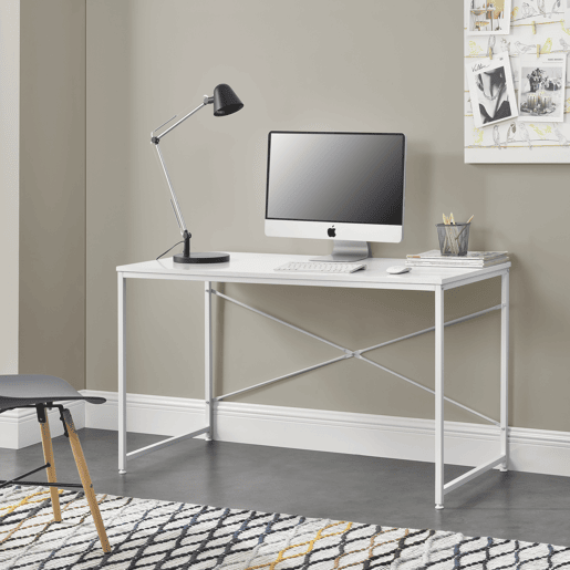 Secretária Røros em MDF e metal 120 x 60 x 72 cm - Branco en.casa.