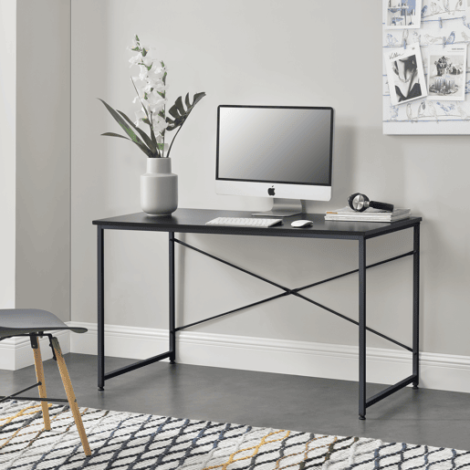Secretária Røros em MDF e metal 120 x 60 x 72 cm - Preto en.casa.