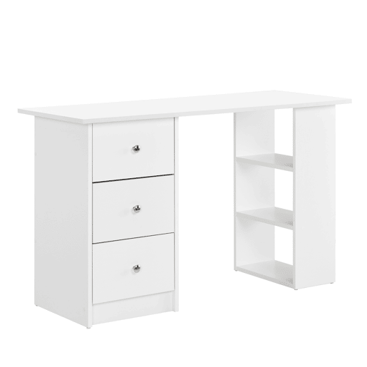 Secretária Lemberg - 120 x 49 x 72 cm - 3 compartimentos e 3 gavetas em aglomerado - Branco en.casa.
