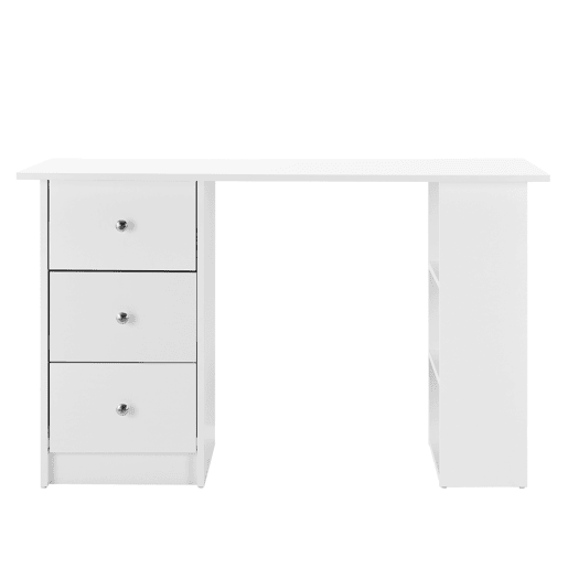 Secretária Lemberg - 120 x 49 x 72 cm - 3 compartimentos e 3 gavetas em aglomerado - Branco en.casa.