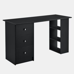 Secretária de computador Lemberg 120x49x72 cm - 3 compartimentos e 3 gavetas preto em casa.