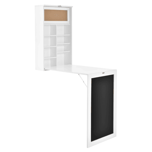 Secretária de parede dobrável Kläppen com cortiça e quadro negro mdf 80 x 50 x 19 cm branco en.Casa Secretária de parede dobrável Kläppen com cortiça e quadro negro mdf 80 x 50 x 19 cm branco en.Casa