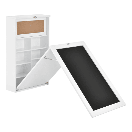 Secretária de parede dobrável Kläppen com cortiça e quadro negro mdf 80 x 50 x 19 cm branco en.Casa Secretária de parede dobrável Kläppen com cortiça e quadro negro mdf 80 x 50 x 19 cm branco en.Casa