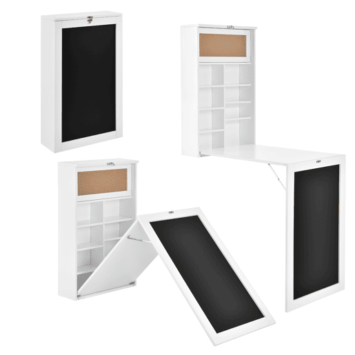 Secretária de parede dobrável Kläppen com cortiça e quadro negro mdf 80 x 50 x 19 cm branco en.Casa Secretária de parede dobrável Kläppen com cortiça e quadro negro mdf 80 x 50 x 19 cm branco en.Casa