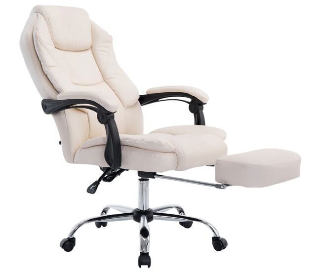 Silla de oficina funcional y versátil con reposapiés extraíble castle crema