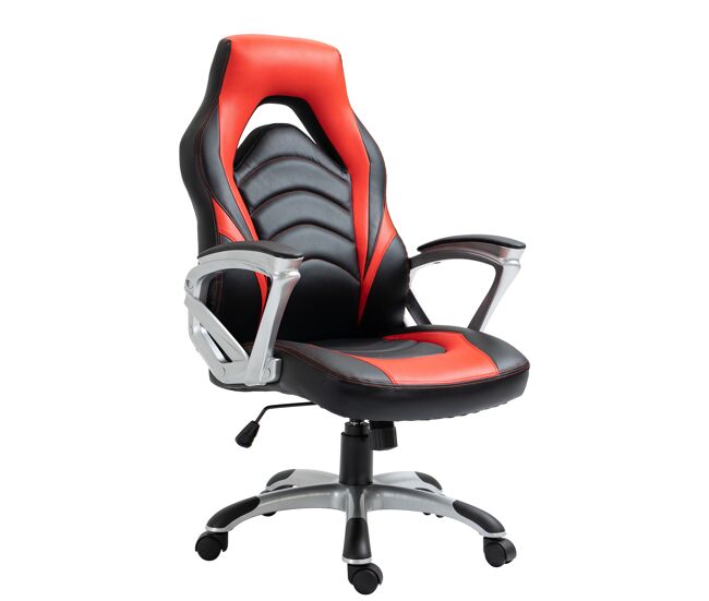 Silla de oficina foxton en polipiel con reposabrazos negro / rojo