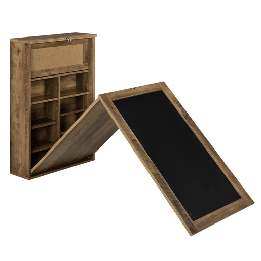 Secretária de parede dobrável Kläppen com cortiça e quadro negro mdf 80 x 50 x 19 cm madeira natural en.Casa