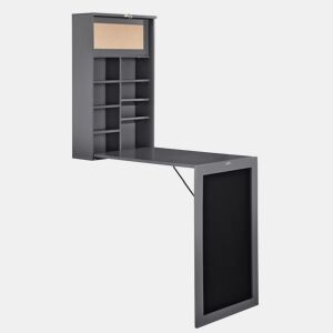Secretária de parede dobrável Kläppen com cortiça e quadro negro mdf 80 x 50 x 19 cm Cinzento escuro en.Casa