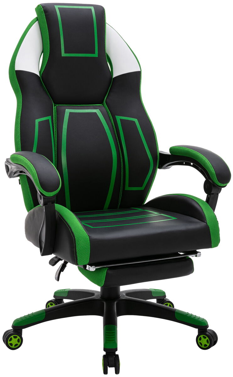 Silla de oficina clovis en polipiel para largas jornadas en la oficina o emocionantes sesiones de juego negro / verde