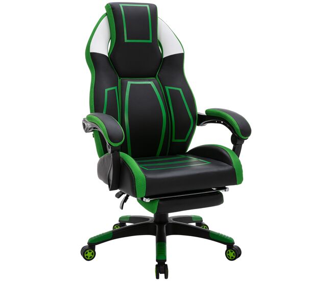 Silla de oficina clovis en polipiel para largas jornadas en la oficina o emocionantes sesiones de juego negro / verde