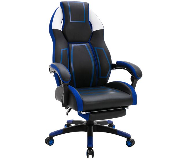 Silla de oficina clovis en polipiel para largas jornadas en la oficina o emocionantes sesiones de juego azul / negro