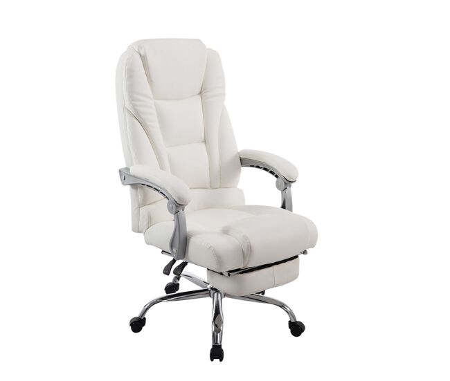 Silla ejecutiva pacific diseño elegante con reposapiés abatible 100% poliuretano color blanco