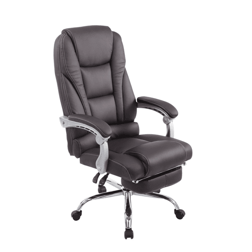 Cadeira executiva Pacific design elegante com apoio para os pés rebatível 100% poliuretano Cor Castanho