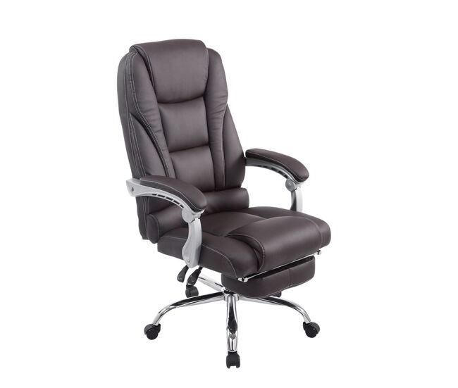 Silla ejecutiva pacific diseño elegante con reposapiés abatible 100% poliuretano color marrón