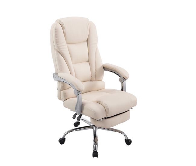 Silla ejecutiva pacific diseño elegante con reposapiés abatible 100% poliuretano color crema