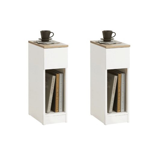 Conjunto de 2 mesas de apoio com 1 gaveta branco FBT111 20x35x60 cm SoBuy