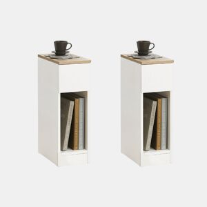 Conjunto de 2 mesas de apoio com 1 gaveta branco FBT111 20x35x60 cm SoBuy