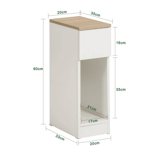 Conjunto de 2 mesas de apoio com 1 gaveta branco FBT111 20x35x60 cm SoBuy