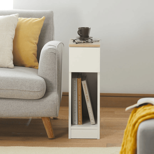 Conjunto de 2 mesas de apoio com 1 gaveta branco FBT111 20x35x60 cm SoBuy