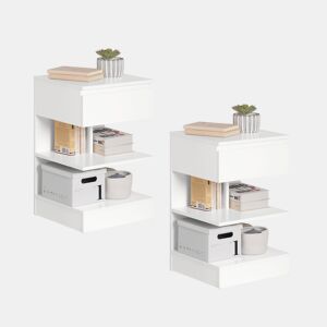 Conjunto de 2 mesas de cabeceira com 1 gaveta e 2 prateleiras 39 x 39 x 65 cm SoBuy FBT49-Wx2