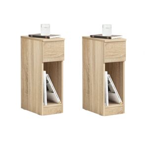 Conjunto de 2 mesas de apoio com 1 gaveta natural FBT111 20x35x60 cm SoBuy