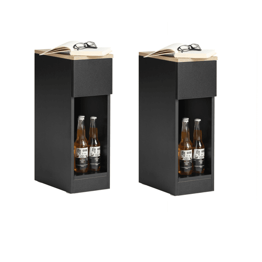 Conjunto de 2 mesas de apoio com 1 gaveta preto FBT111 20x35x60 cm SoBuy