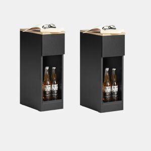 Conjunto de 2 mesas de apoio com 1 gaveta preto FBT111 20x35x60 cm SoBuy
