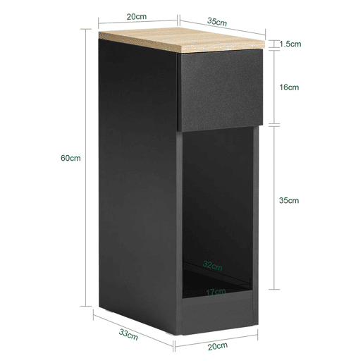 Conjunto de 2 mesas de apoio com 1 gaveta preto FBT111 20x35x60 cm SoBuy
