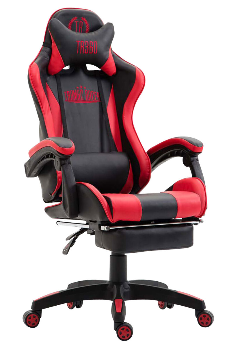 Silla de oficina racing ignite diseño deportivo con reposapiés 100% poliuretano color negro / rojo