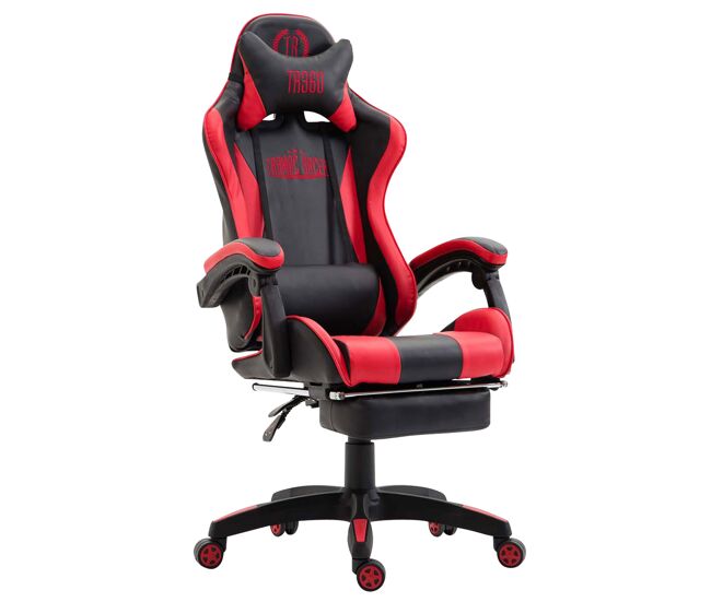 Silla de oficina racing ignite diseño deportivo con reposapiés 100% poliuretano color negro / rojo