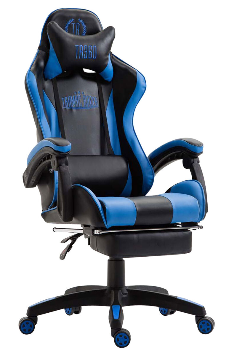 Silla de oficina racing ignite diseño deportivo con reposapiés 100% poliuretano color azul/ negro
