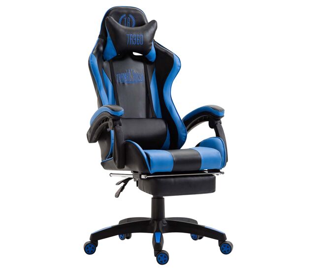 Silla de oficina racing ignite diseño deportivo con reposapiés 100% poliuretano color azul/ negro