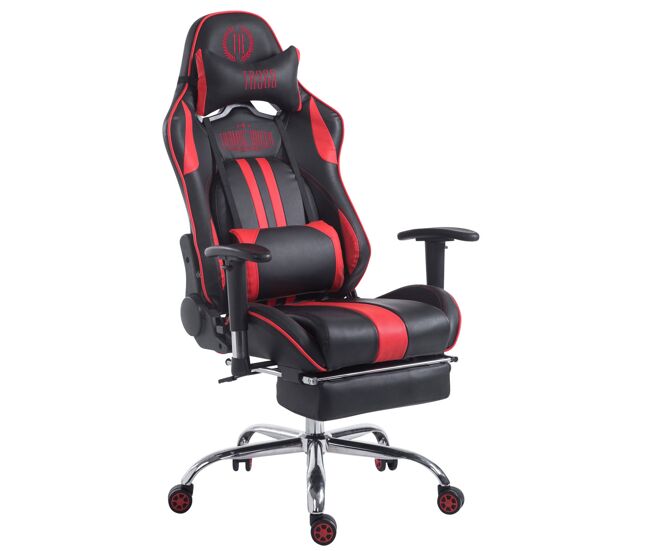 Silla de oficina racing limit xl con reposapiés tapizado con cuero sintético, respaldo ajustable color negro / rojo