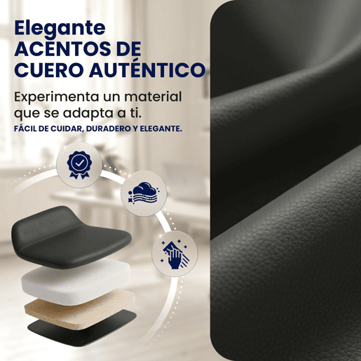 Cadeira de escritório ergonómica Keren com assento regulável em altura 100% pele verdadeira Cor Cinzento Cadeira de escritório ergonómica Keren com assento regulável em altura 100% pele verdadeira Cor Cinzento