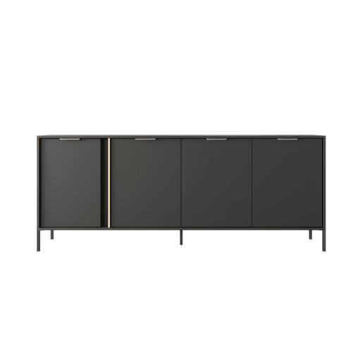 Cómoda LARS 4D design moderno e acabamento de alta qualidade 203x40x82 cm Preto e dourado