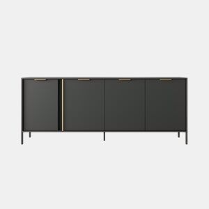 Cómoda LARS 4D design moderno e acabamento de alta qualidade 203x40x82 cm Preto e dourado
