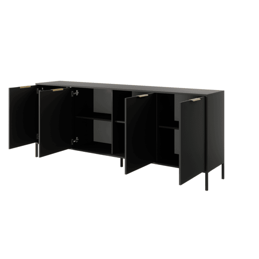 Cómoda LARS 4D design moderno e acabamento de alta qualidade 203x40x82 cm Preto e dourado