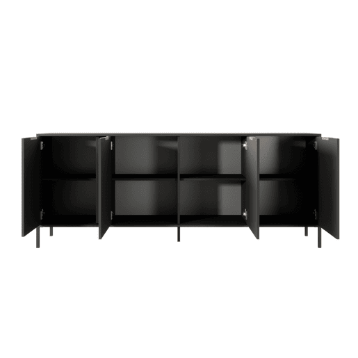 Cómoda LARS 4D design moderno e acabamento de alta qualidade 203x40x82 cm Preto e dourado