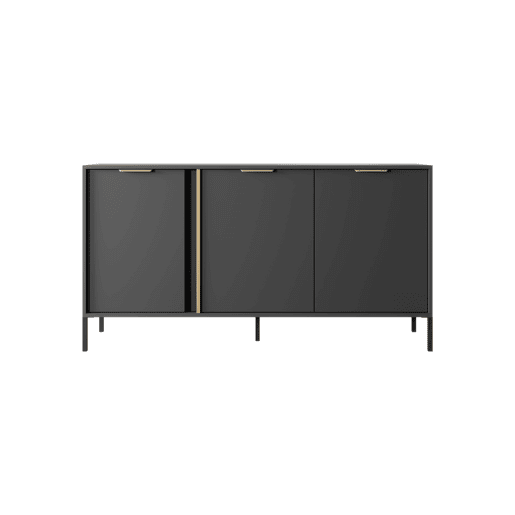 Cómoda LARS 153 3D2S design moderno e acabamento de alta qualidade 154x40x82 cm Preto e dourado