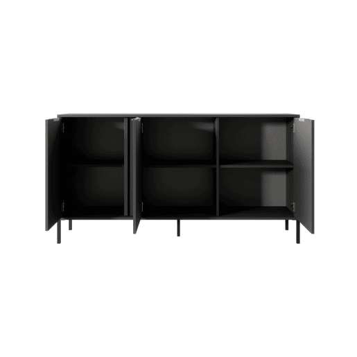 Cómoda LARS 153 3D2S design moderno e acabamento de alta qualidade 154x40x82 cm Preto e dourado