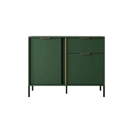 Cómoda LARS 2DS design moderno e acabamento de alta qualidade 104x40x82 cm Verde e dourado