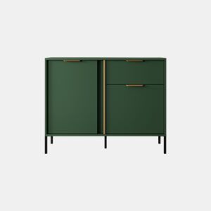 Cómoda LARS 2DS design moderno e acabamento de alta qualidade 104x40x82 cm Verde e dourado