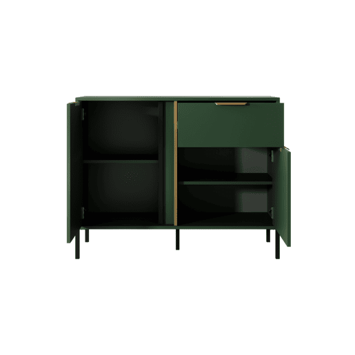 Cómoda LARS 2DS design moderno e acabamento de alta qualidade 104x40x82 cm Verde e dourado
