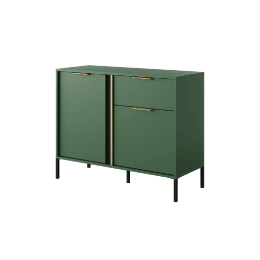 Cómoda LARS 2DS design moderno e acabamento de alta qualidade 104x40x82 cm Verde e dourado