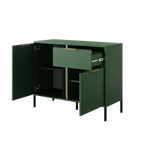 Cómoda LARS 2DS design moderno e acabamento de alta qualidade 104x40x82 cm Verde e dourado