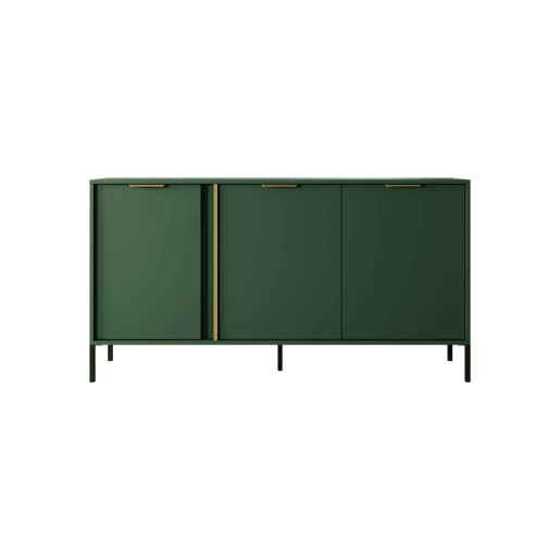 Cómoda LARS 153 3D2S design moderno e acabamento de alta qualidade 154x40x82 cm Verde e dourado