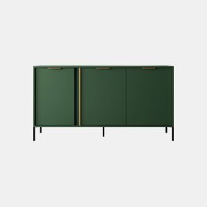 Cómoda LARS 153 3D2S design moderno e acabamento de alta qualidade 154x40x82 cm Verde e dourado