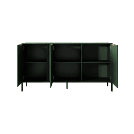 Cómoda LARS 153 3D2S design moderno e acabamento de alta qualidade 154x40x82 cm Verde e dourado